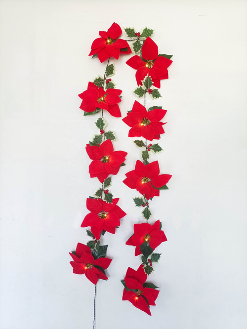LED Poinsettia Christmas& Festival Garland Lights