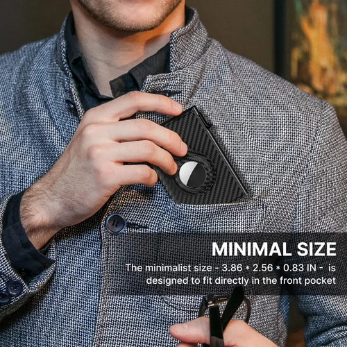 Slim Carbon Fiber Leather Wallet （black）
