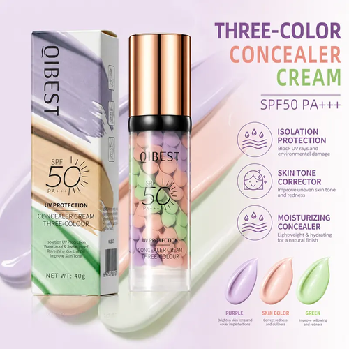 Three-Color Protective Isolation Cream with SPF 50 Coverage,2-packs