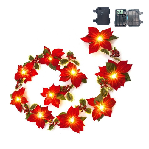 LED Poinsettia Christmas& Festival Garland Lights