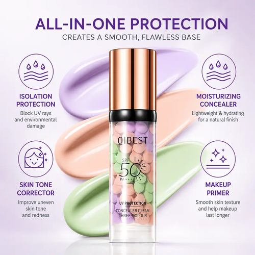 Three-Color Protective Isolation Cream with SPF 50 Coverage,2-packs