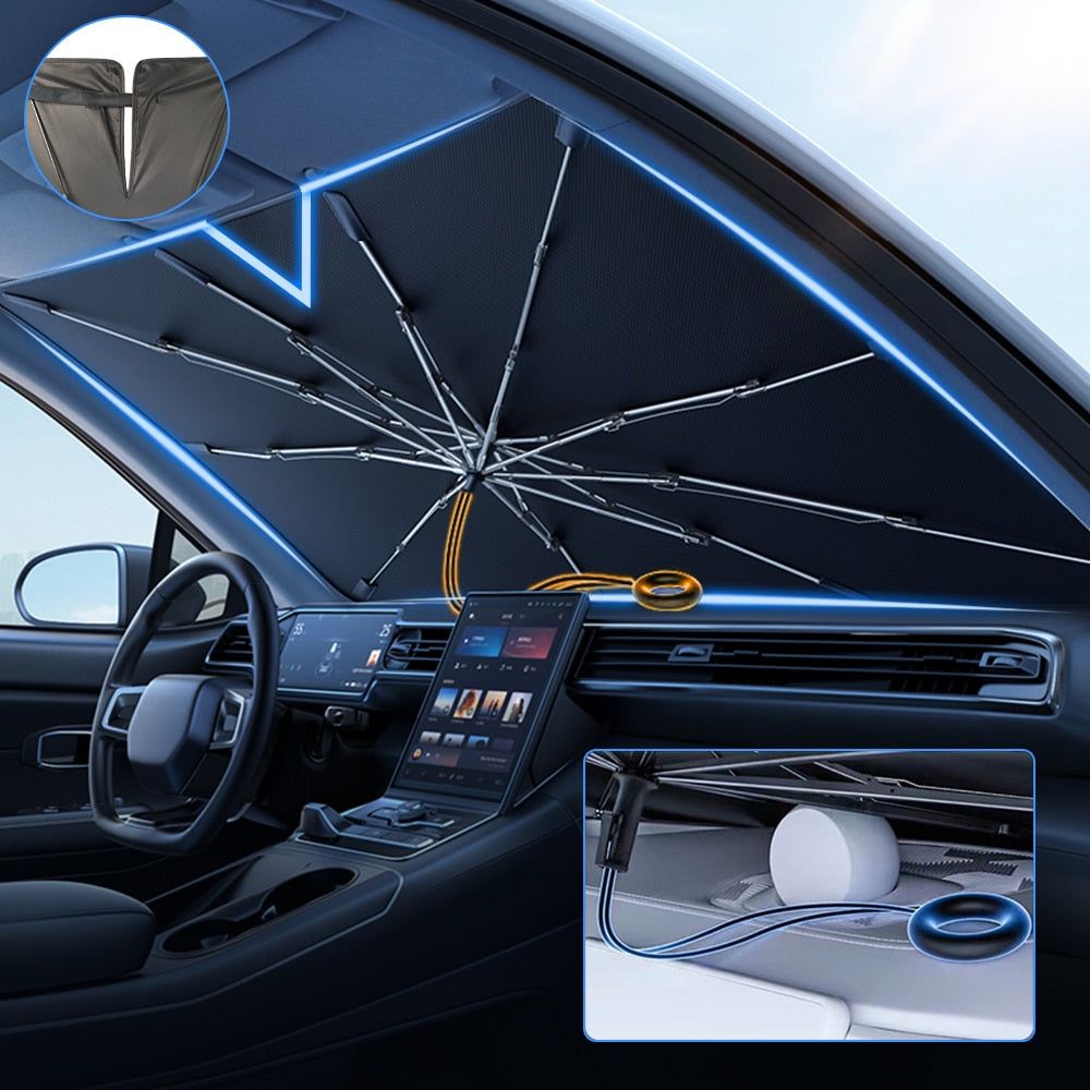 2023 UpgradedCar parasol front windshield car with automatic retractable sunshade four seasons sun protection heat insulation car sun visor
