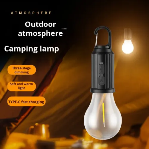 New outdoor solar light bulb USB rechargeable camping light portable night light waterproof flashlight suitable for picnics camping fishing light