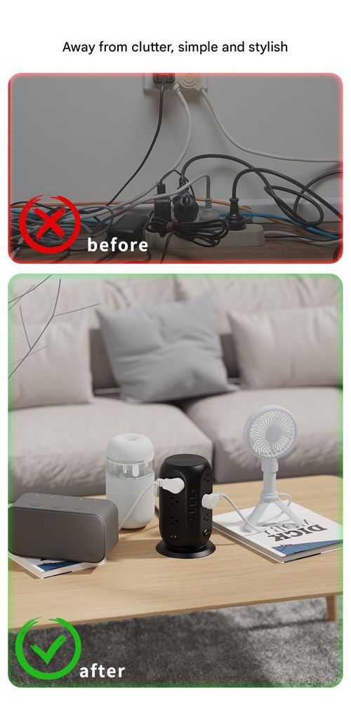 Wireless charging vertical socket, USB + Type-C smart power strip, custom-made multi-port multi-functional tower power strip