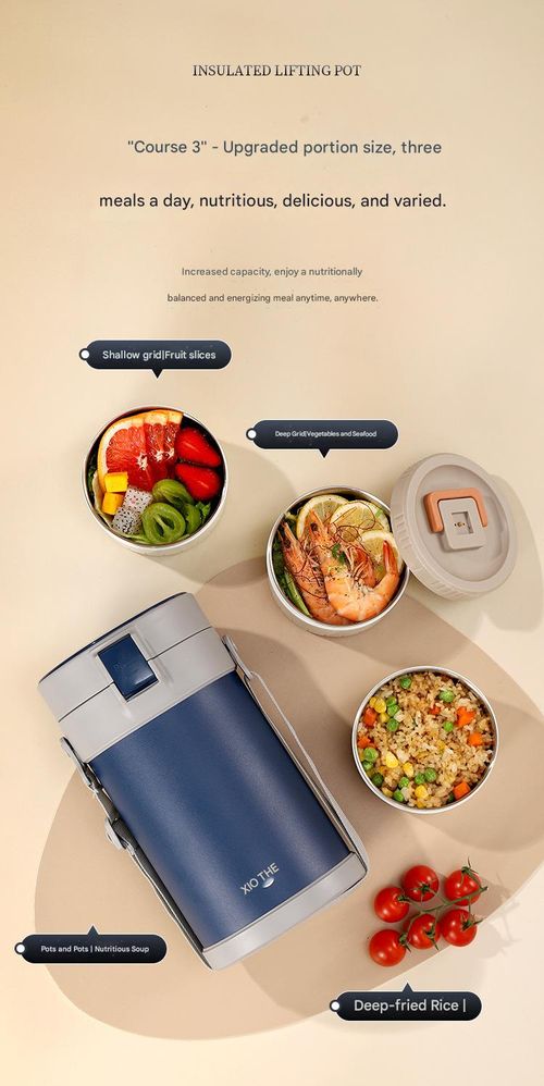 Soup and rice are separated to prevent flavor mixing. This large-capacity vacuum insulated lunch box is perfect for taking your meals out.