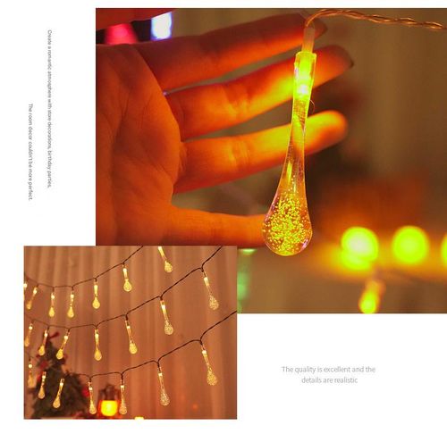 Garden solar LED teardrop string lights, outdoor waterproof patio decorative lights, Christmas lights