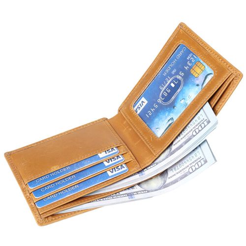 8028 Anti-magnetic RFID Crazy Horse Leather Multi-card Short Wallet