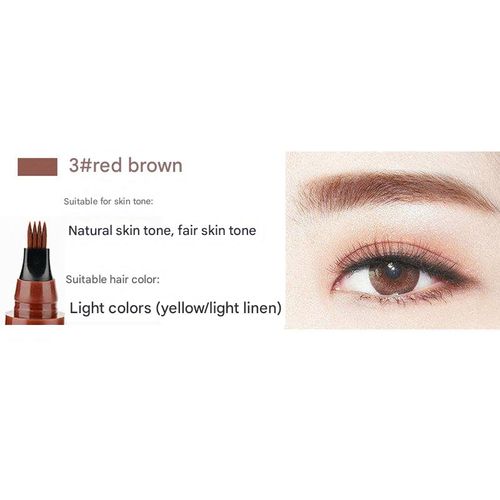 Four-pronged liquid eyebrow pencil for micro-sculpting, four-way tip, long-lasting, sweat-proof and waterproof.