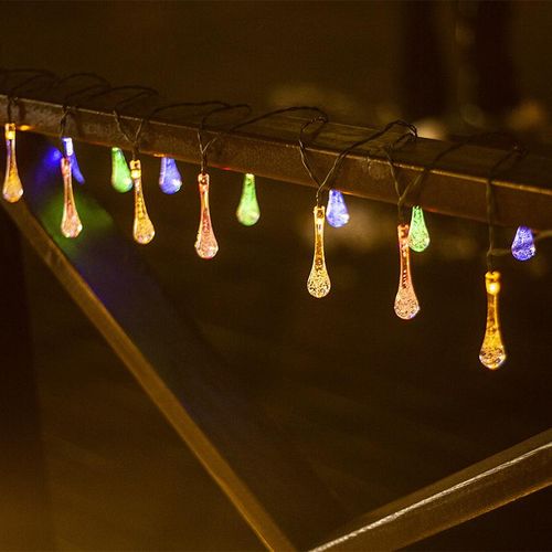 Garden solar LED teardrop string lights, outdoor waterproof patio decorative lights, Christmas lights
