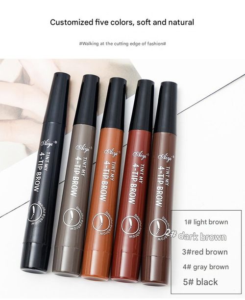 Four-pronged liquid eyebrow pencil for micro-sculpting, four-way tip, long-lasting, sweat-proof and waterproof.