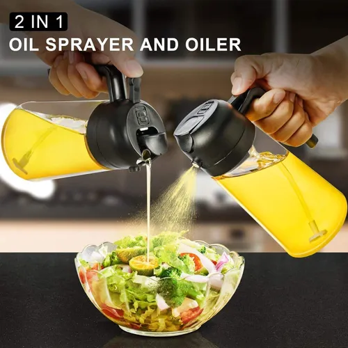 Kitchen spray bottle, awesome! Spray and pour, leak-proof, super convenient for controlling oil while cooking.