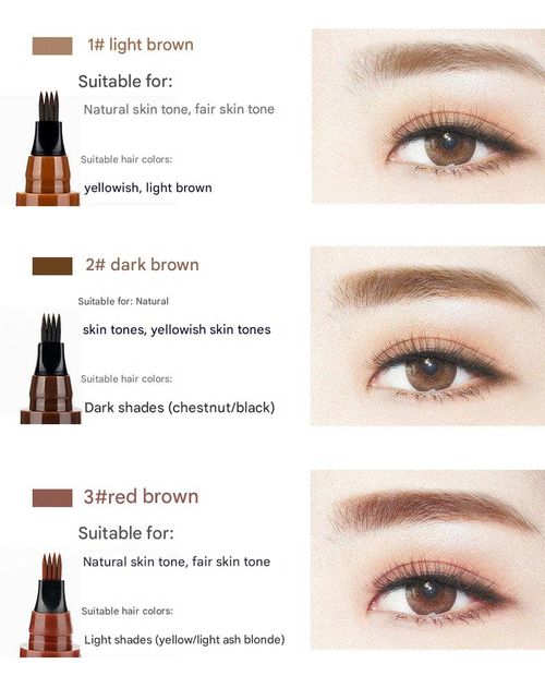 Four-pronged liquid eyebrow pencil for micro-sculpting, four-way tip, long-lasting, sweat-proof and waterproof.