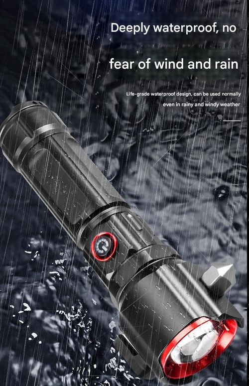 Safety Hammer White Laser Flashlight LED Super Bright Long-Range Type-C Rechargeable COB Side Light Dual Light Source