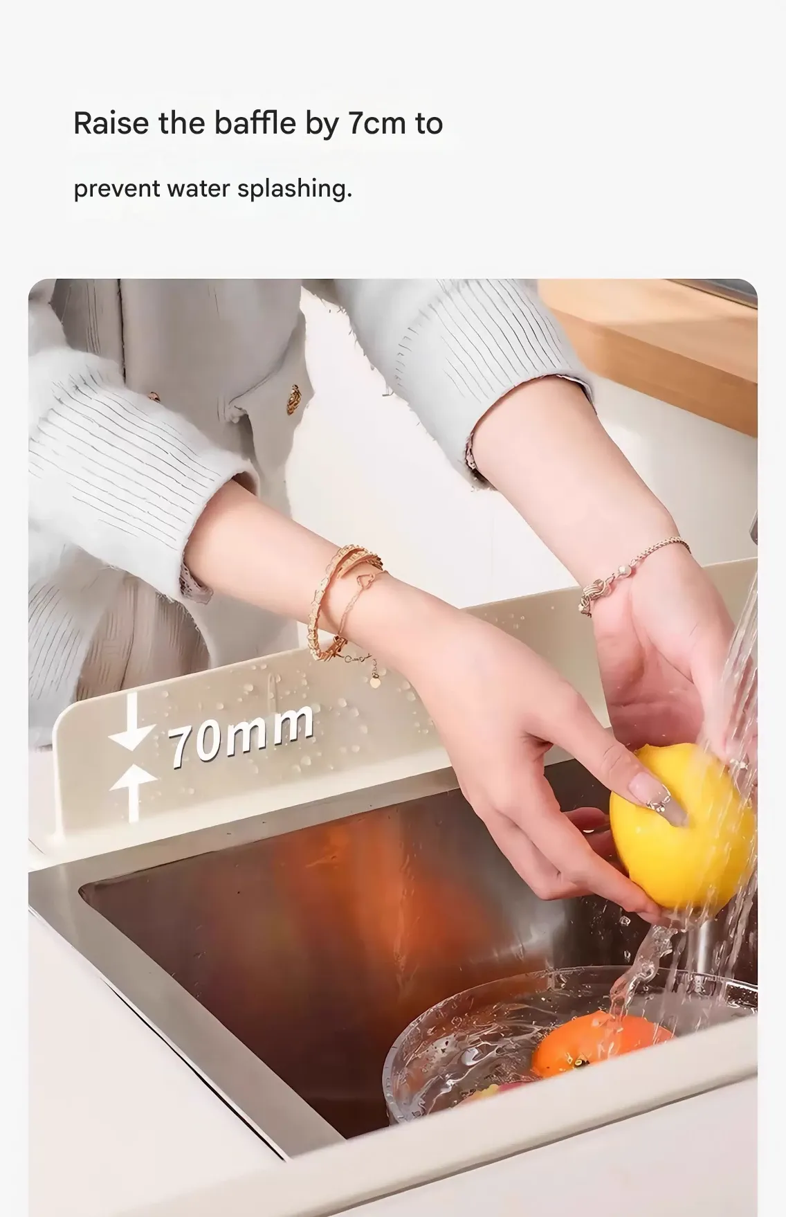 Integrated suction cup sink splash guard for kitchen countertops and bathroom vanities, extended sink splash guard strip