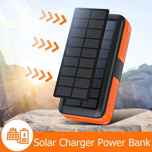 Hand-cranked solar mobile power bank with 4 LED lights (20000 mAh large capacity and long battery life)
