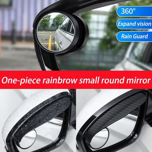 Rearview mirror rain shield eyebrow carbon fiber pattern car reversing small round mirror rainproof artifact auxiliary mirror reflector rain shield