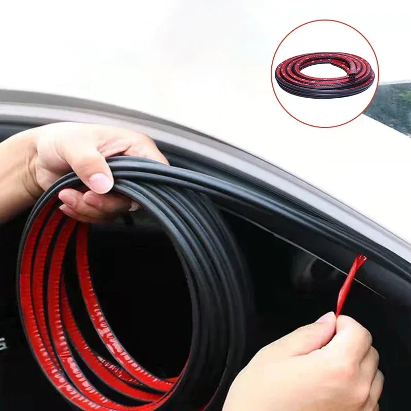 Car sound insulation sealing strip double layer 5 holes thickened B type door frame trunk sound insulation noise reduction installation universal rubber strip