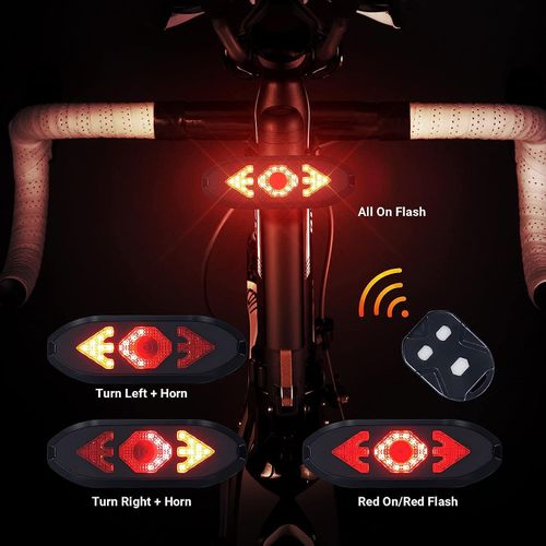 Smart Cycling Taillight Wireless Remote Control with Warning Sound High Brightness Multifunctional Night Cycling Taillight