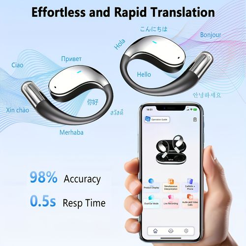 AI Language Translator Earbuds, 156 Languages & Accents Real-Time 3-in-1 Translation Earbuds, Wireless Headphones Fit IOS & Android, Translation Device For Travel Business Learning, 2026 AI Real-Time Translation Earbuds, Wireless 6.1