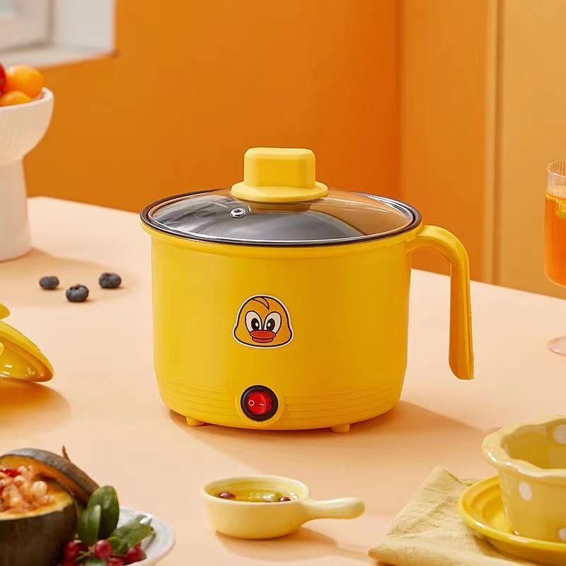 Little Yellow Duck 2L Mini Electric Hot Pot, Dorm Room Single-Person Instant Noodle Cooker