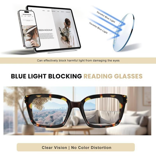 🔥Hot Selling - ✨👓 Tortoiseshell Pattern Reading Glasses - Extra Large Square Reading Glasses with Blue Light Protection