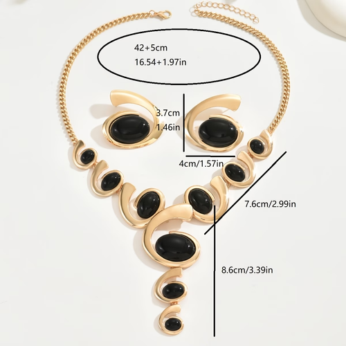 Three-piece women's fashionable jewelry set, creative and unique women's necklace chain stud jewelry set