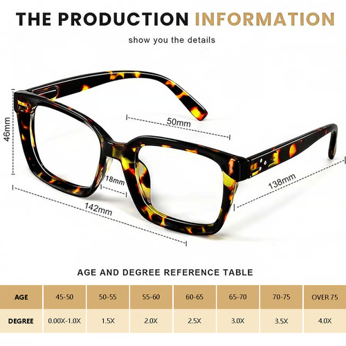 🔥Hot Selling - ✨👓 Tortoiseshell Pattern Reading Glasses - Extra Large Square Reading Glasses with Blue Light Protection