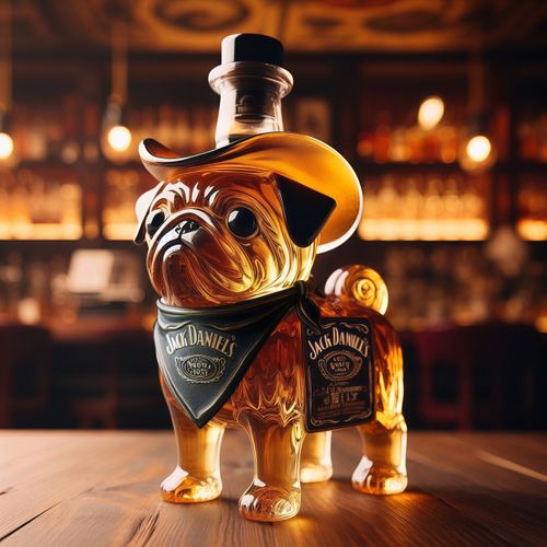 Cowboy Pug Whiskey Bottle