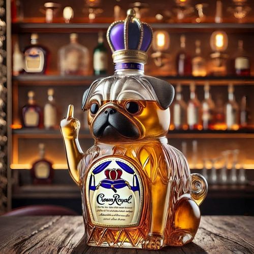 Funny Middle Finger Pug Whiskey Bottle