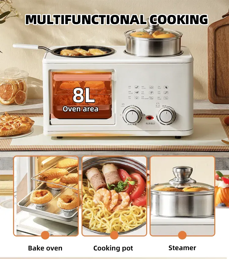 3-in-1 Breakfast Machine 304 Stainless Steel Digester Food Grade 8L Double Layer Large Capacity