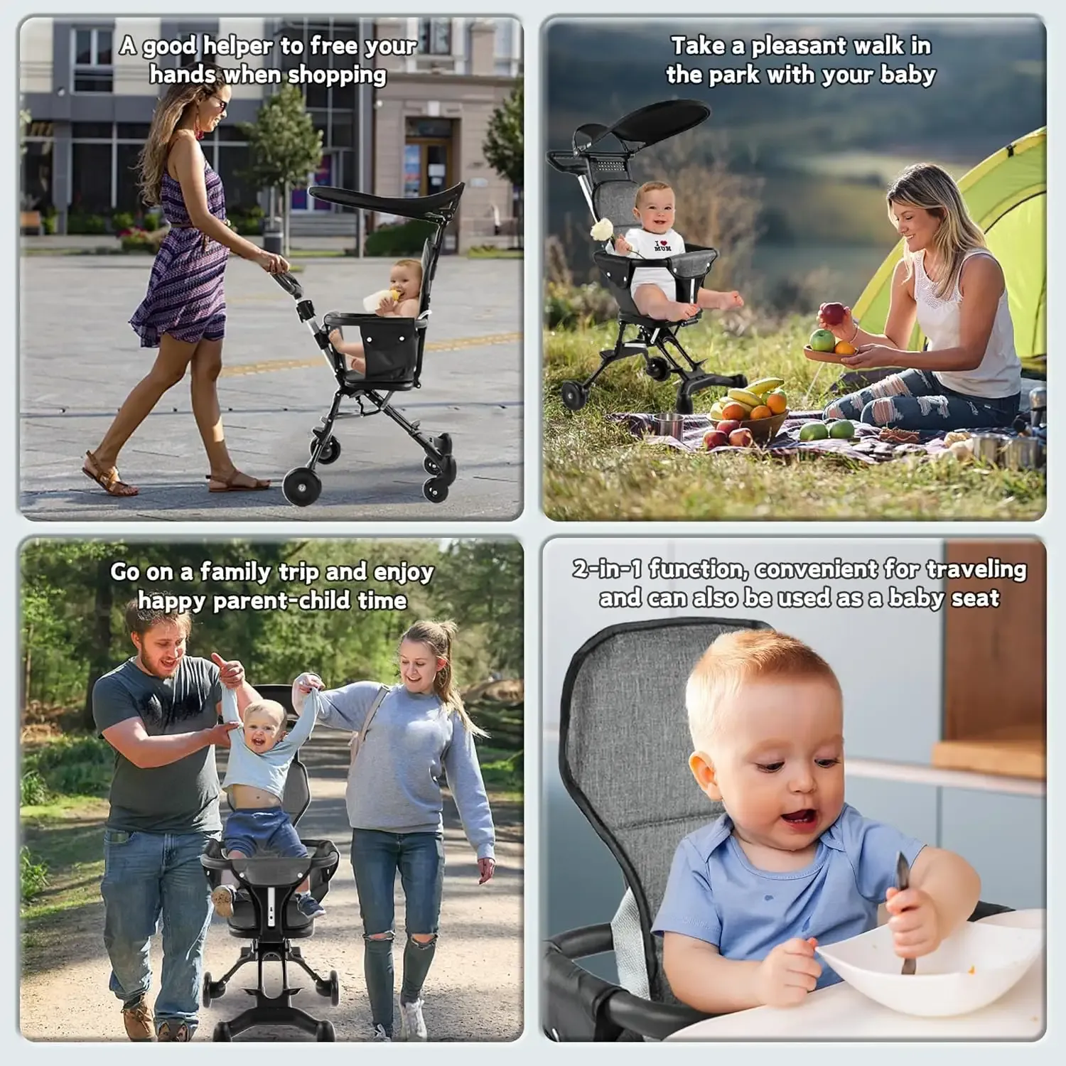 Hot One-Touch Foldable Baby Stroller Two-Way Sitable Plastic Wheel Tricycle Pedal Ride on Toy