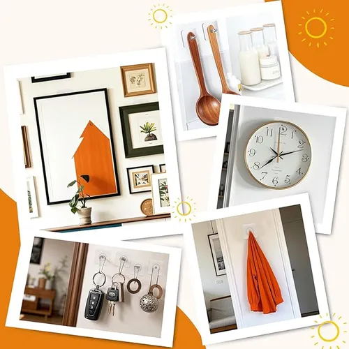 🔨10 Pack Adhesive Wall Hooks, Wall Hangers Without Nails, No Damage Picture Hooks Waterproof and Rustproof to use Inside Kitchen, Bathroom, Home and Office