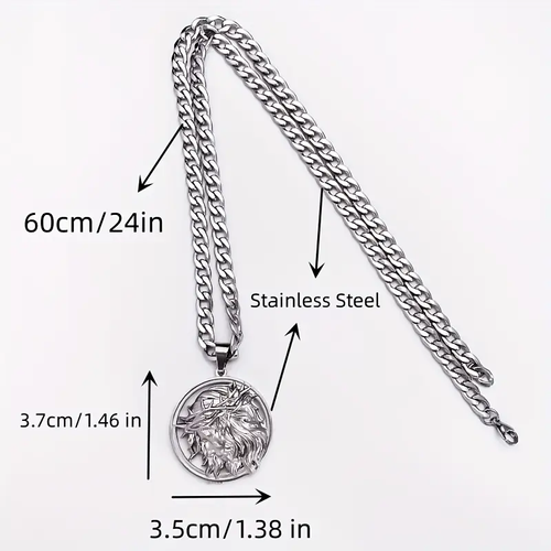 Jesus Crown of thorns Men's Necklace 304 Stainless Steel Golden Color Chain Crucifix Medal Male Neckalces Religious Jewelry