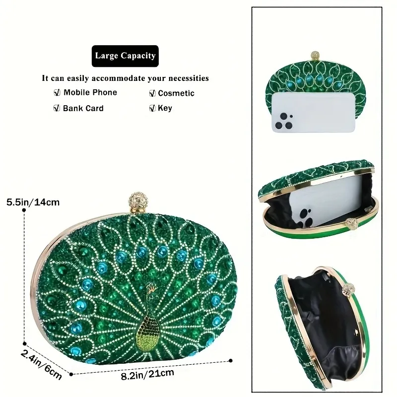 Rhinestone Clutch Purses for Women Evening Wedding Formal - Round Clasp Handbag - Rhinestone Bag