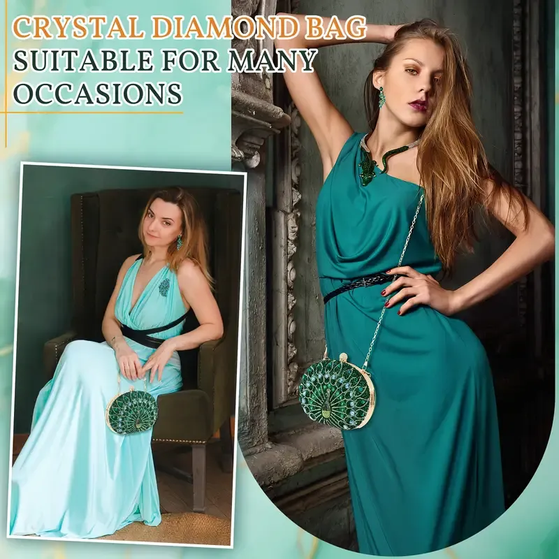 Rhinestone Clutch Purses for Women Evening Wedding Formal - Round Clasp Handbag - Rhinestone Bag