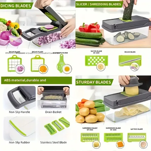 16 In 1 Vegetable Fruit Chopper Cutter Food Onion Veggie Dicer Slicer Kitchen