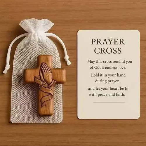 Classic Wooden Pocket Prayer Cross Gift Ensemble: A Cherished Symbol of Peace