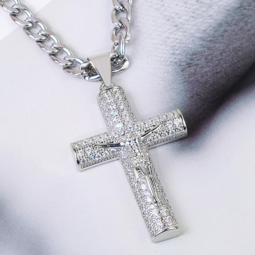 Gold-plated cross necklace with zirconia - Lucky Faith pendant