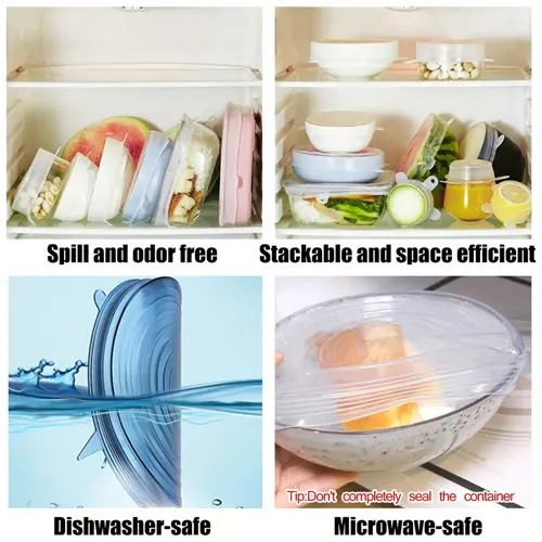 😀Smiley Face Sealing Wrap💪Silicone Stretch Lid   1 SET(6PCS)