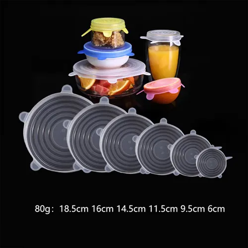 😀Smiley Face Sealing Wrap💪Silicone Stretch Lid   1 SET(6PCS)