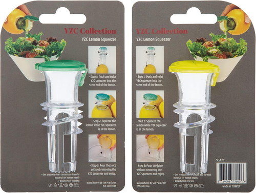 2-Pack Lemon Juicer – Plastic Lime Juicer – Compact Citrus Press with Lid – For Extracting Lime Juice for Cocktails and Drinks