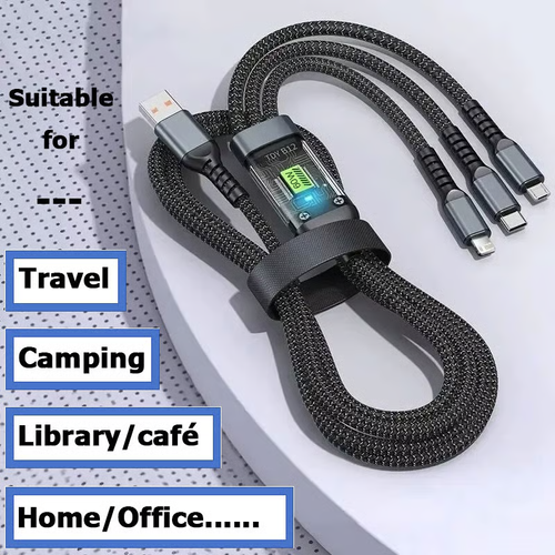 Transparent Luminous Charging 3-in-1 Data Cable