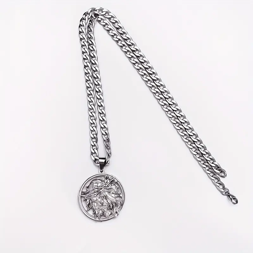 Jesus Crown of thorns Men's Necklace 304 Stainless Steel Golden Color Chain Crucifix Medal Male Neckalces Religious Jewelry