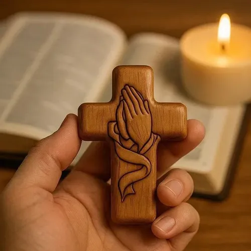 Classic Wooden Pocket Prayer Cross Gift Ensemble: A Cherished Symbol of Peace