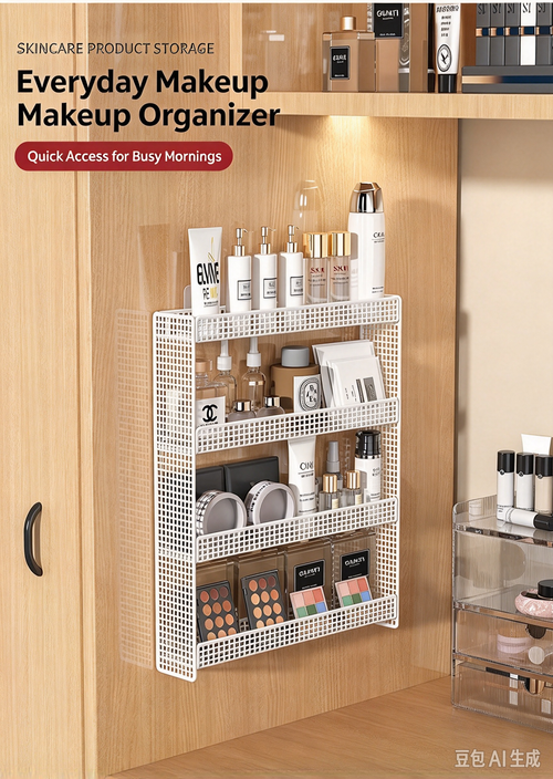 No Drill Over The Door Bathroom Storage Rack, Slim Narrow Gap Wall Mount Multi-Tier Organizer, Wall Hanging Bathroom Shelf for Cabinet Side & Small Space