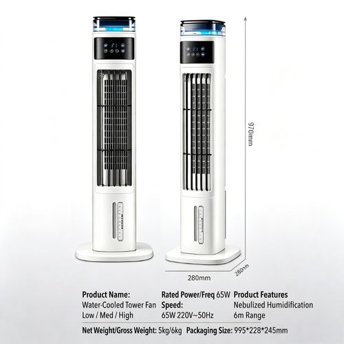 Portable Air Cooler for Home, Evaporative Water Cooling Fan with Humidification, Mobile Cooling Fan for Bedroom
