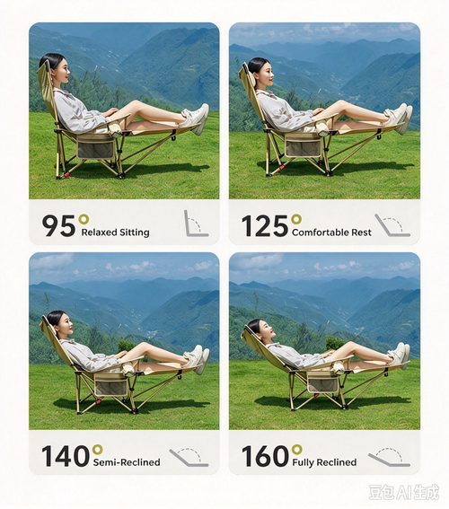 Portable Folding Moon Chair for Outdoor, Padded Thickened Camping Beach Lounge Chair, Reclining Nap Chair for Office & Camping
