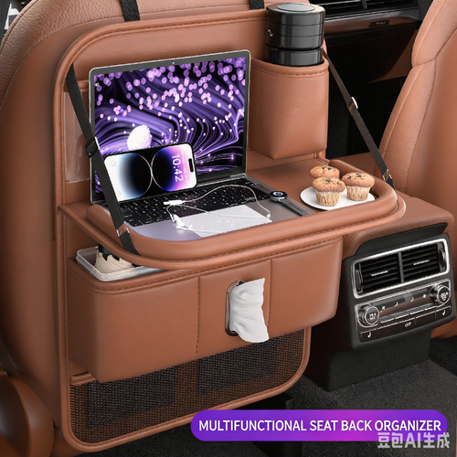 Multi-Function Car Seat Back Storage Bag | Foldable Table, Tissue Box & Trash Bin