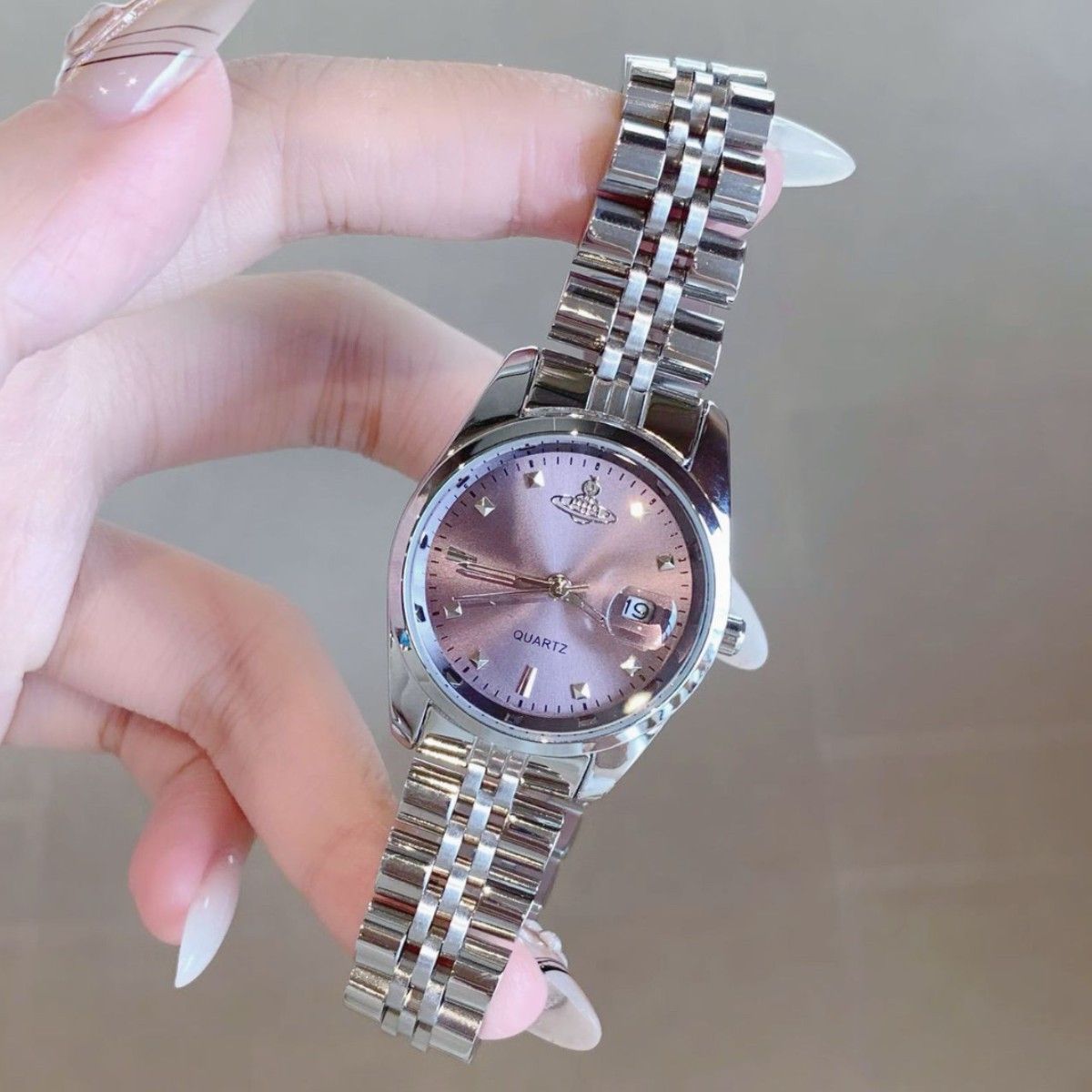 Ladies Quartz Watch, Stainless Steel Strap Waterproof Fashion Luxury Wristwatch, Rhinestone Scale Popular Women Wrist Watch