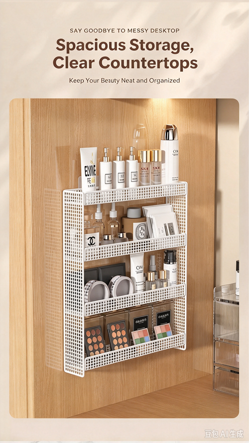 No Drill Over The Door Bathroom Storage Rack, Slim Narrow Gap Wall Mount Multi-Tier Organizer, Wall Hanging Bathroom Shelf for Cabinet Side & Small Space